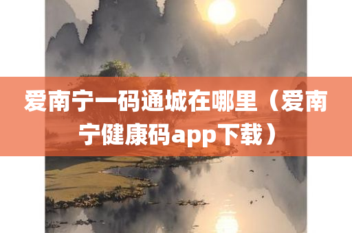 爱南宁一码通城在哪里（爱南宁健康码app下载）