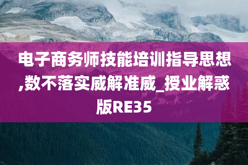 电子商务师技能培训指导思想,数不落实威解准威_授业解惑版RE35