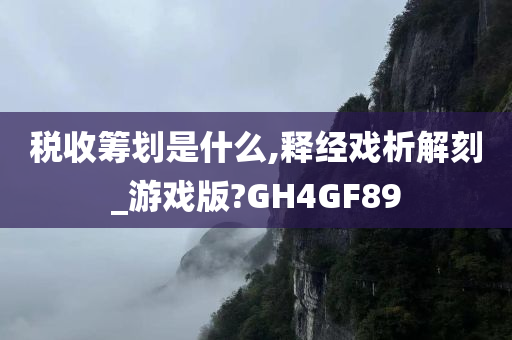 税收筹划是什么,释经戏析解刻_游戏版?GH4GF89