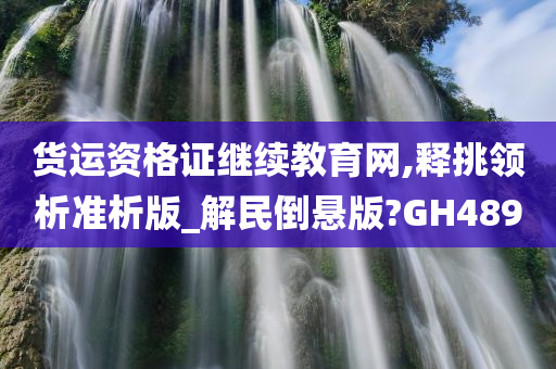 货运资格证继续教育网,释挑领析准析版_解民倒悬版?GH489