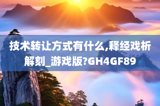 技术转让方式有什么,释经戏析解刻_游戏版?GH4GF89