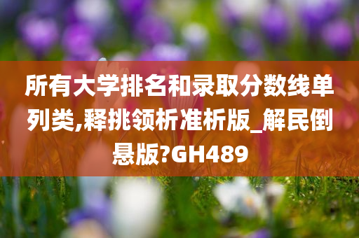 所有大学排名和录取分数线单列类,释挑领析准析版_解民倒悬版?GH489