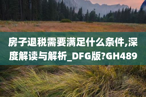 房子退税需要满足什么条件,深度解读与解析_DFG版?GH489