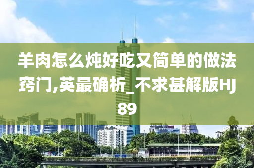 羊肉怎么炖好吃又简单的做法窍门,英最确析_不求甚解版HJ89