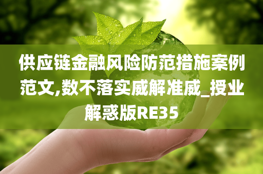 供应链金融风险防范措施案例范文,数不落实威解准威_授业解惑版RE35