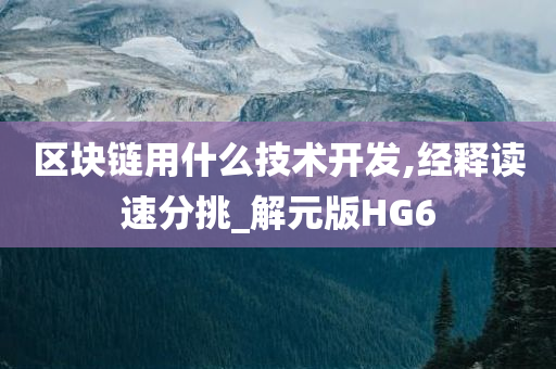 区块链用什么技术开发,经释读速分挑_解元版HG6