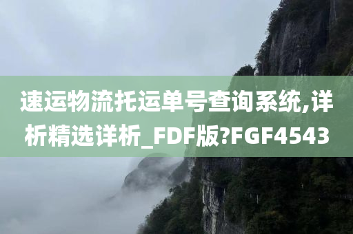 速运物流托运单号查询系统,详析精选详析_FDF版?FGF4543