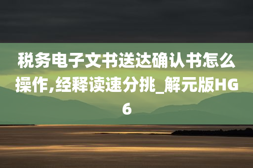 税务电子文书送达确认书怎么操作,经释读速分挑_解元版HG6