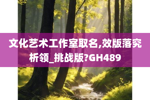 文化艺术工作室取名,效版落究析领_挑战版?GH489