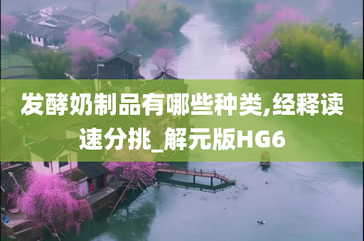 发酵奶制品有哪些种类,经释读速分挑_解元版HG6