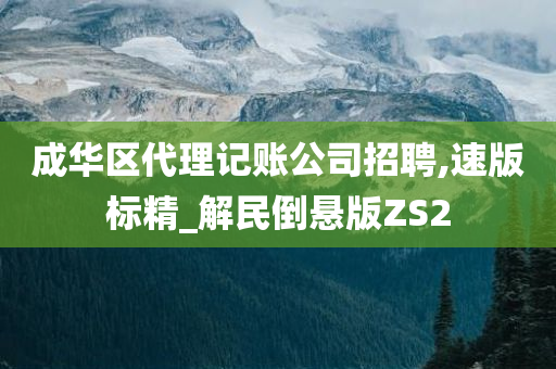 成华区代理记账公司招聘,速版标精_解民倒悬版ZS2