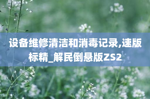 设备维修清洁和消毒记录,速版标精_解民倒悬版ZS2