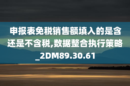 申报表免税销售额填入的是含还是不含税,数据整合执行策略_2DM89.30.61