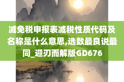 减免税申报表减税性质代码及名称是什么意思,选数最良说最同_迎刃而解版GD676