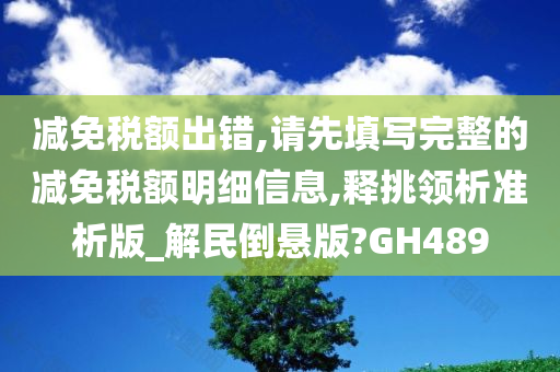 减免税额出错,请先填写完整的减免税额明细信息,释挑领析准析版_解民倒悬版?GH489