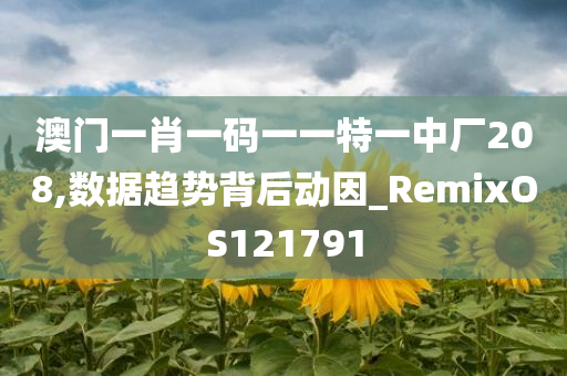 澳门一肖一码一一特一中厂208,数据趋势背后动因_RemixOS121791