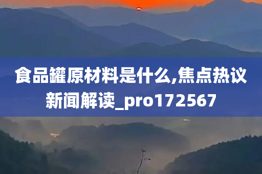 食品罐原材料是什么,焦点热议新闻解读_pro172567