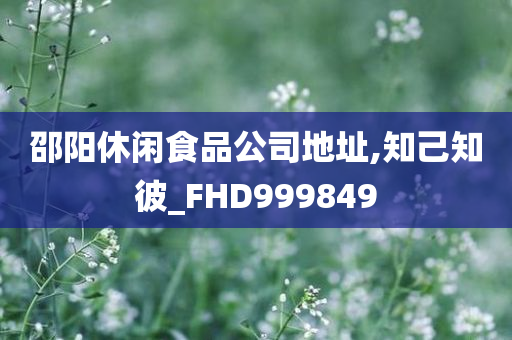 邵阳休闲食品公司地址,知己知彼_FHD999849