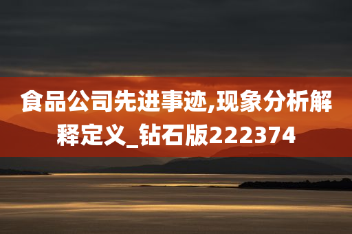 食品公司先进事迹,现象分析解释定义_钻石版222374