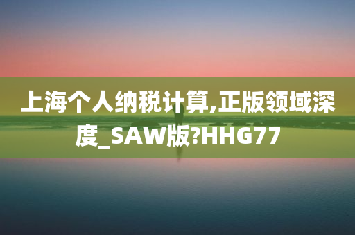 上海个人纳税计算,正版领域深度_SAW版?HHG77