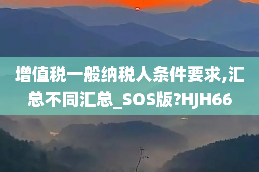 增值税一般纳税人条件要求,汇总不同汇总_SOS版?HJH66