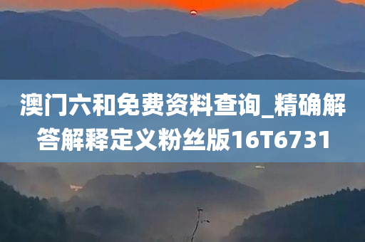 澳门六和免费资料查询_精确解答解释定义粉丝版16T6731