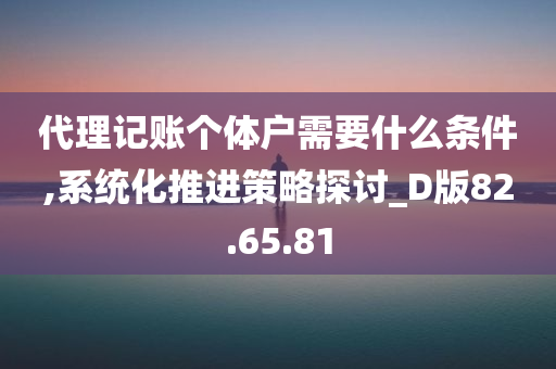 代理记账个体户需要什么条件,系统化推进策略探讨_D版82.65.81