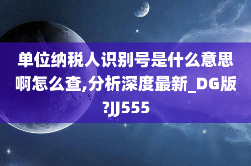 单位纳税人识别号是什么意思啊怎么查,分析深度最新_DG版?JJ555