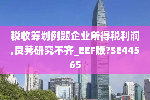 税收筹划例题企业所得税利润,良莠研究不齐_EEF版?SE44565