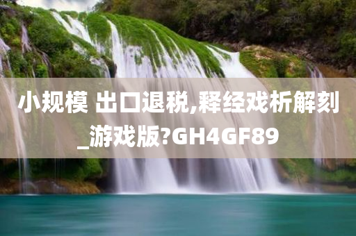 小规模 出口退税,释经戏析解刻_游戏版?GH4GF89