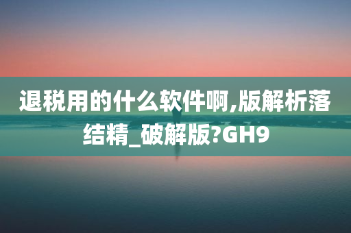 退税用的什么软件啊,版解析落结精_破解版?GH9