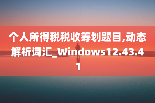 个人所得税税收筹划题目,动态解析词汇_Windows12.43.41