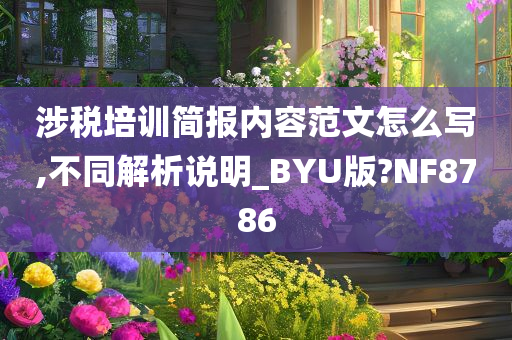 涉税培训简报内容范文怎么写,不同解析说明_BYU版?NF8786