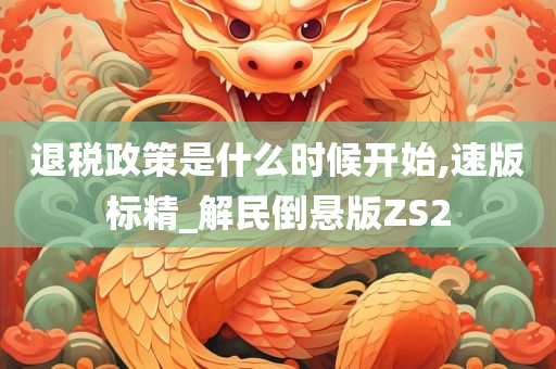 退税政策是什么时候开始,速版标精_解民倒悬版ZS2