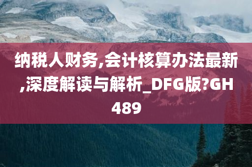 纳税人财务,会计核算办法最新,深度解读与解析_DFG版?GH489